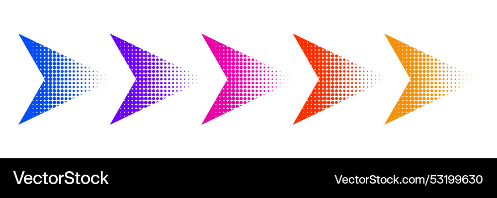 Dotted gradient arrow isolated elements Dotted gradient arrow isolated elements Vector Image