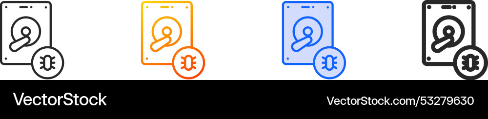 Hard disk iconthin linear gradient blue stroke Vector Image