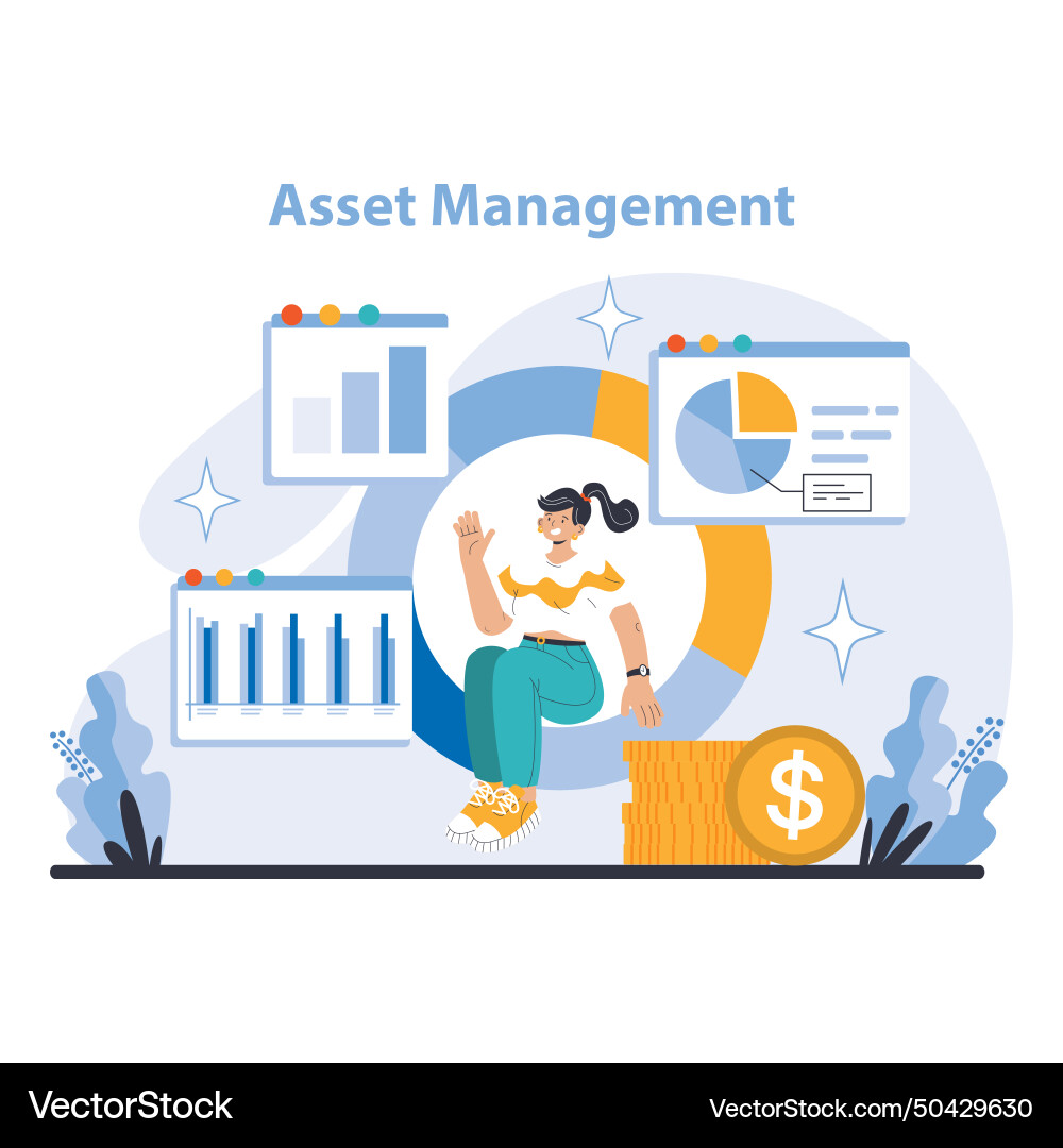 Management and support concept flat Royalty Free Vector