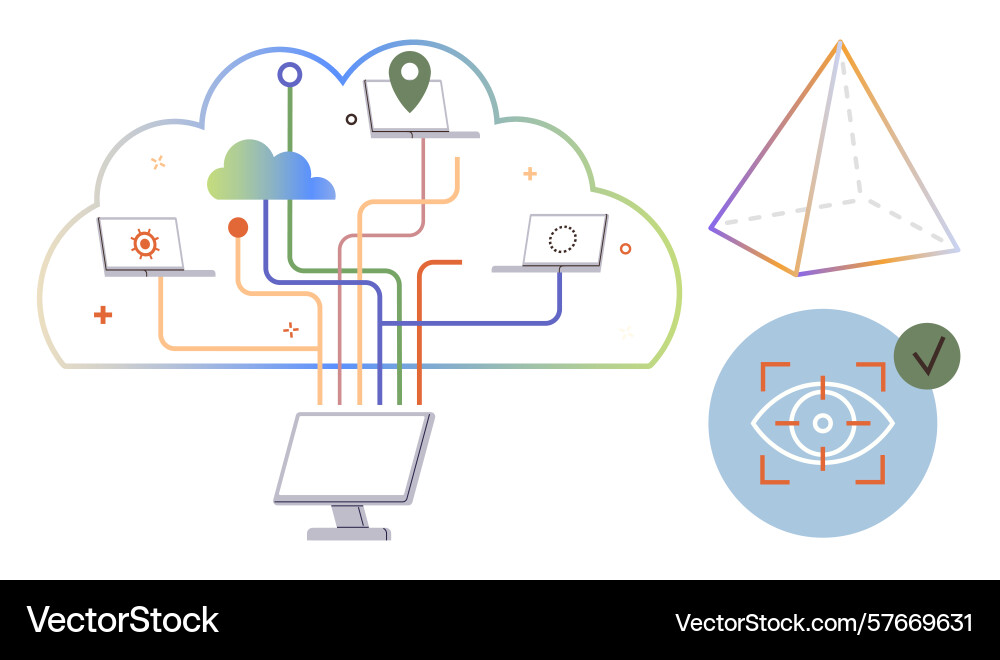 Cloud computing connectivity with data flow Cloud computing connectivity with data flow vector image