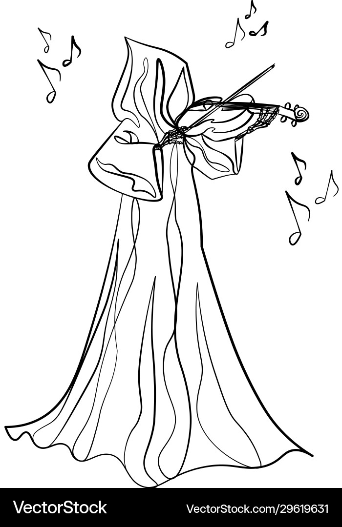 Contour grim reaper playing on violin Contour grim reaper playing on violin vector image
