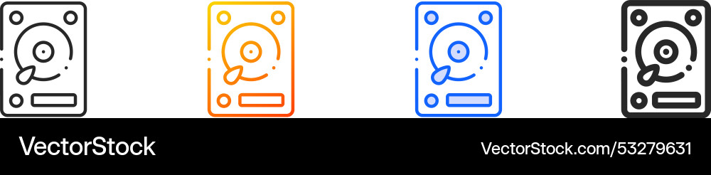 Hard disk iconthin linear gradient blue stroke Vector Image
