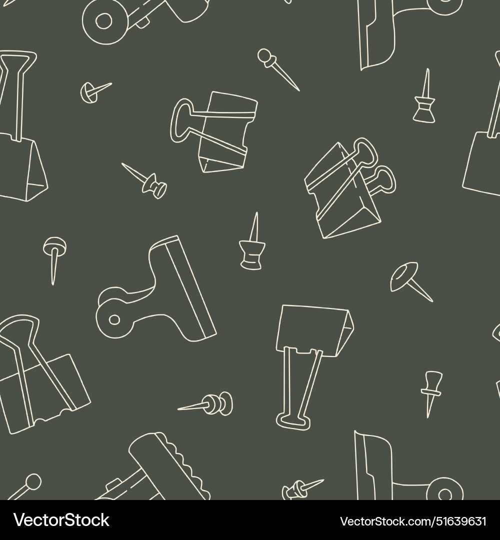 Outline paperclip pin button seamless pattern Vector Image