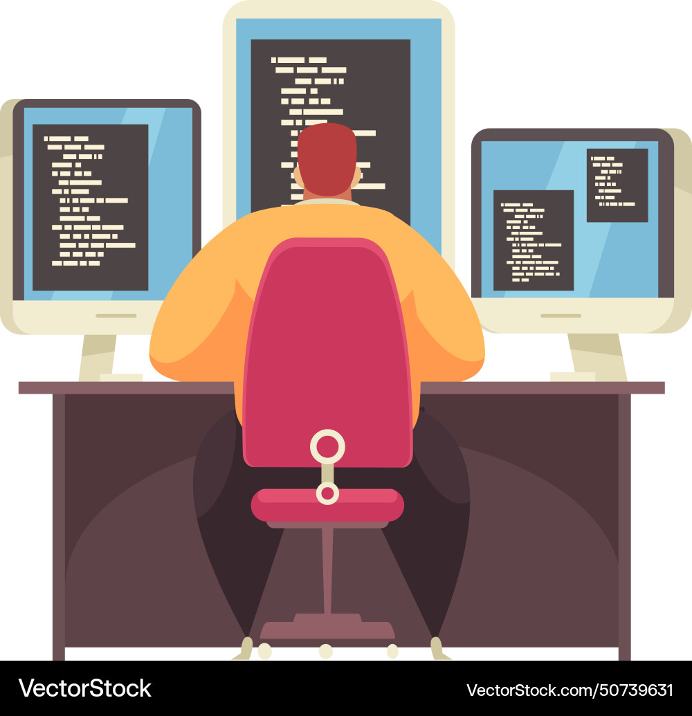 Programmer flat Royalty Free Vector Image - VectorStock