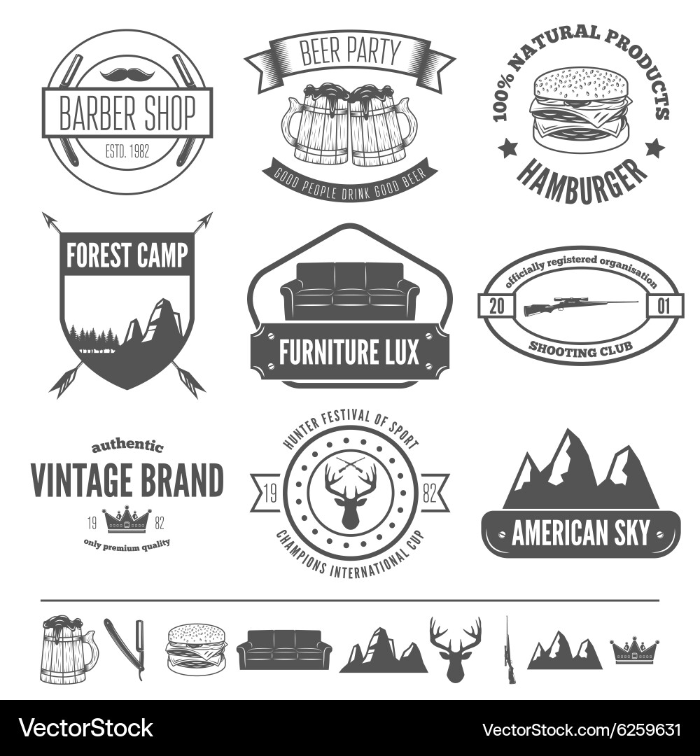 Retro vintage insignias set design Vector Image