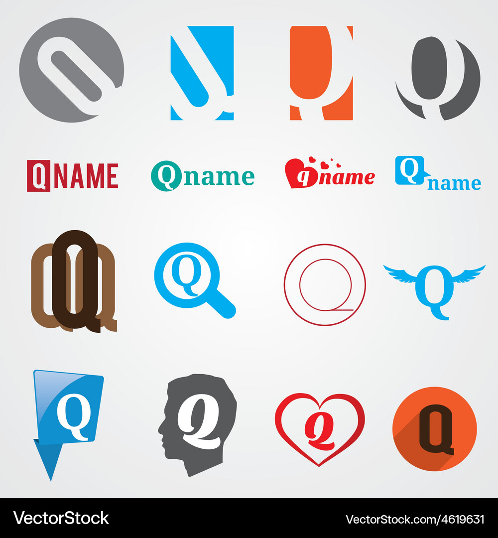 Set of alphabet symbols letter q Vector Image