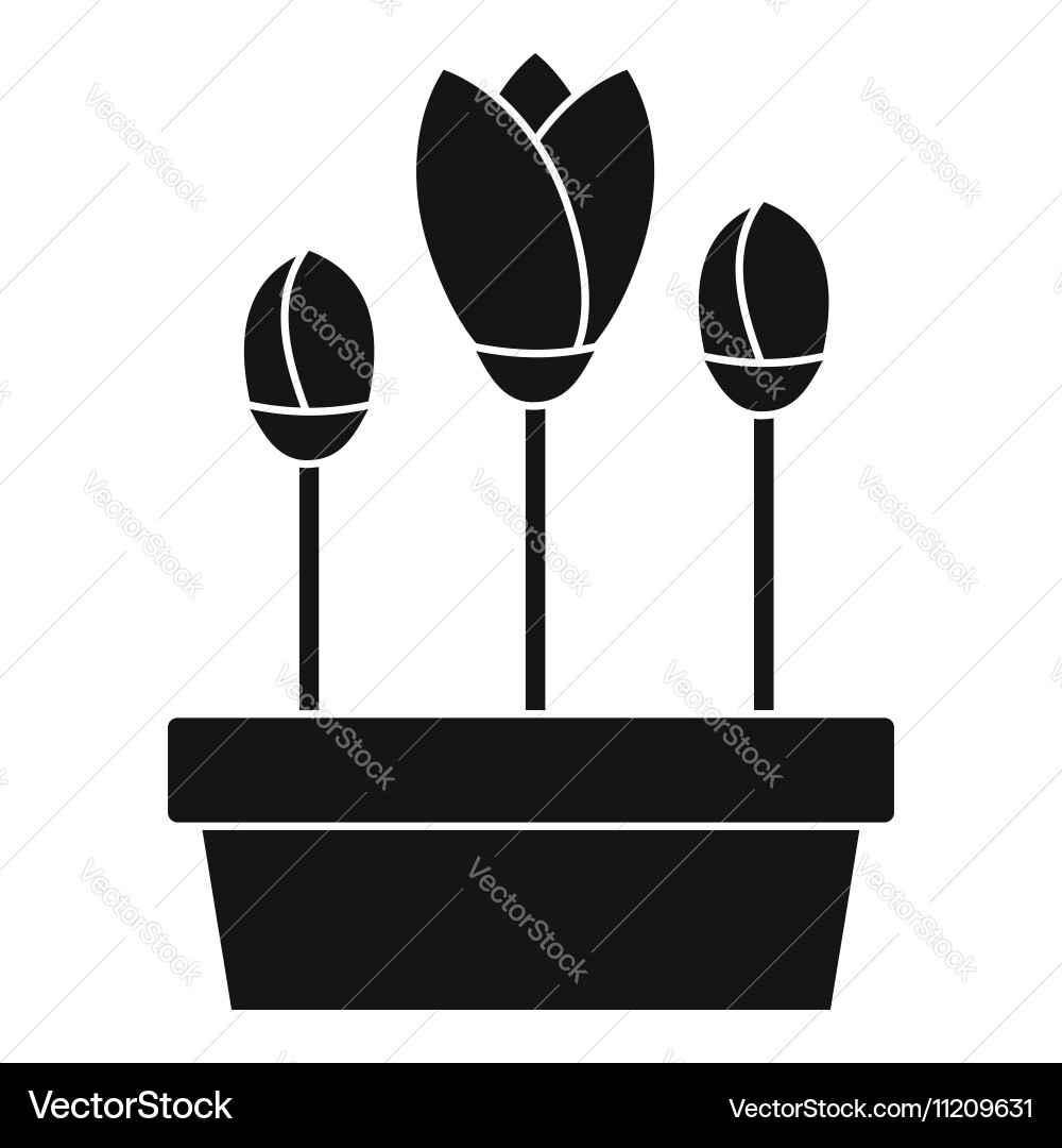 Tulips in box icon simple style vector image