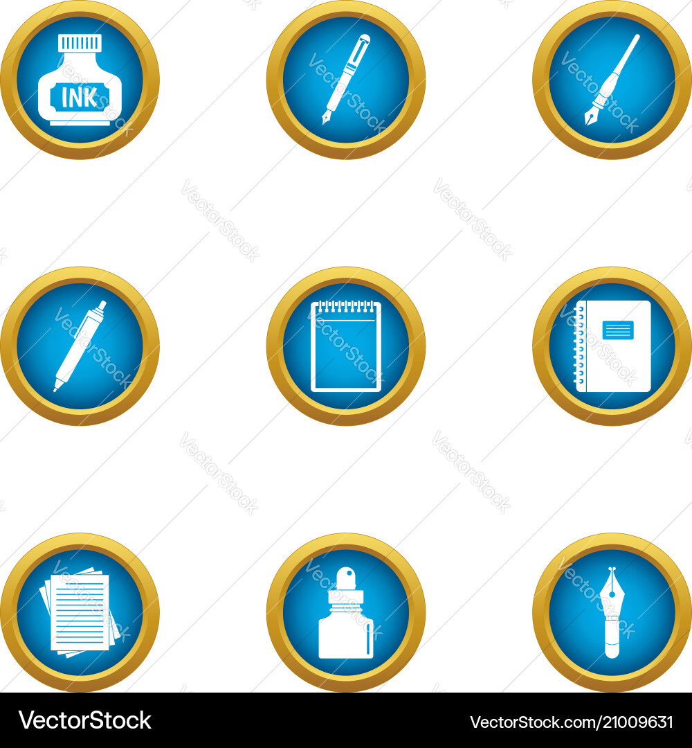 Writing ink icons set flat style Writing ink icons set flat style vector image