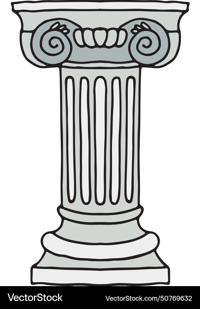 Ancient column doodle color architectural element Vector Image