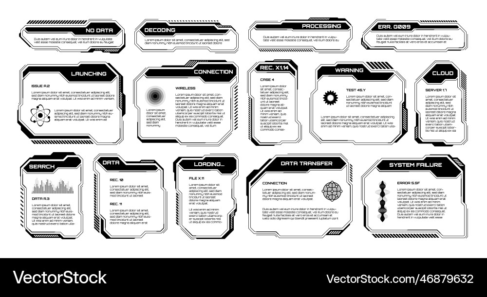 Black futuristic hud ui elements sci-fi user vector image