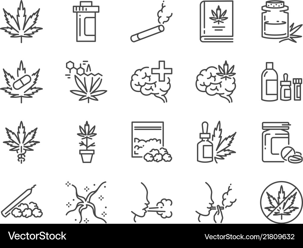 Cannabidiol icon set Cannabidiol icon set vector image