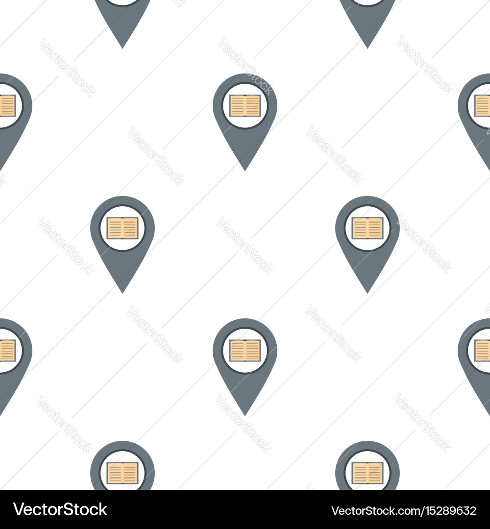 Gray map pointer with book pattern flat vector image