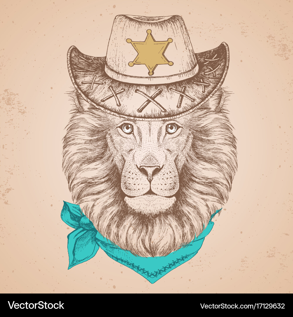 Lion Muzzle - Hand Drawn Style Vector Image
