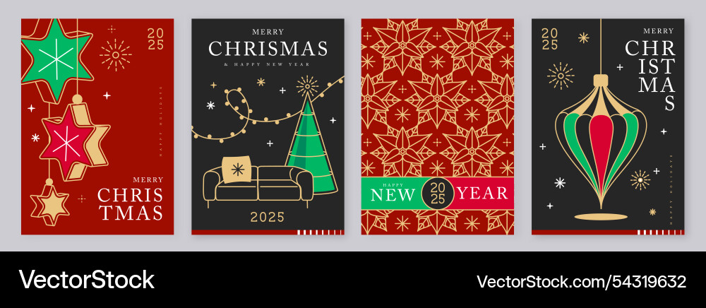 Set of merry christmas and happy new year cards Set of merry christmas and happy new year cards vector image