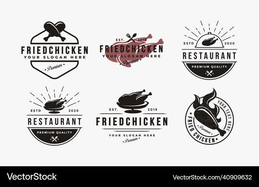 Set of vintage fried chicken logo