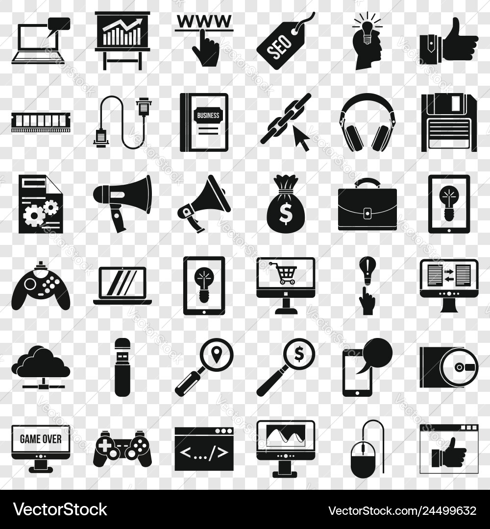Web mobile icons set simple style Web mobile icons set simple style Vector Image