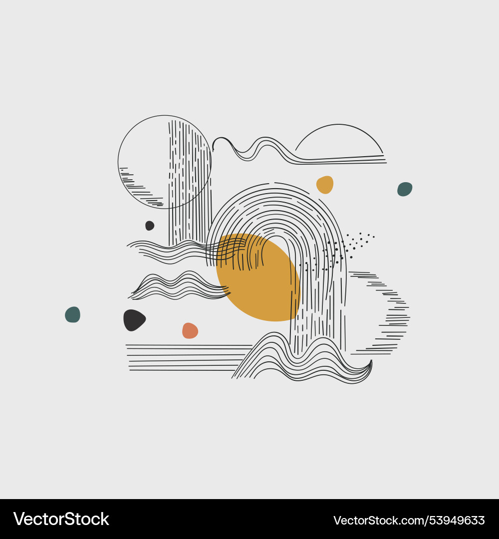 Abstraction with waves and circles abstract Abstraction with waves and circles abstract Vector Image