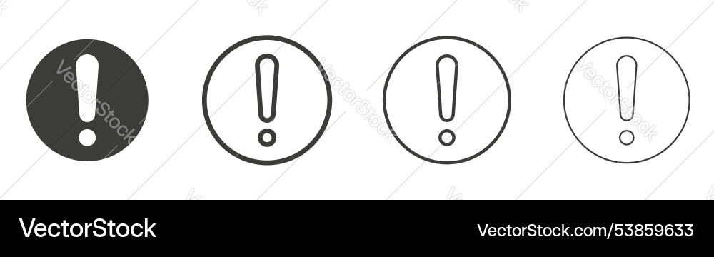 Exclamation button icon set Exclamation button icon set Vector Image