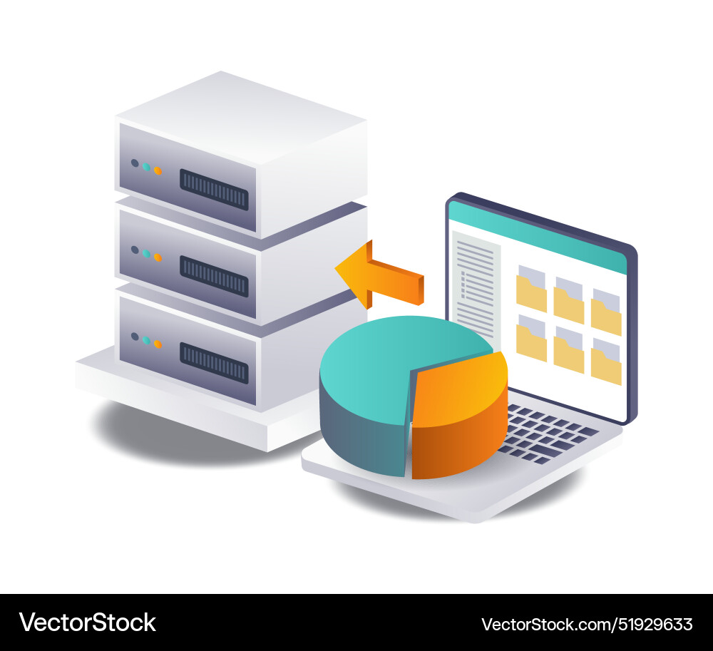 Percentage analysis of server data transaction Vector Image