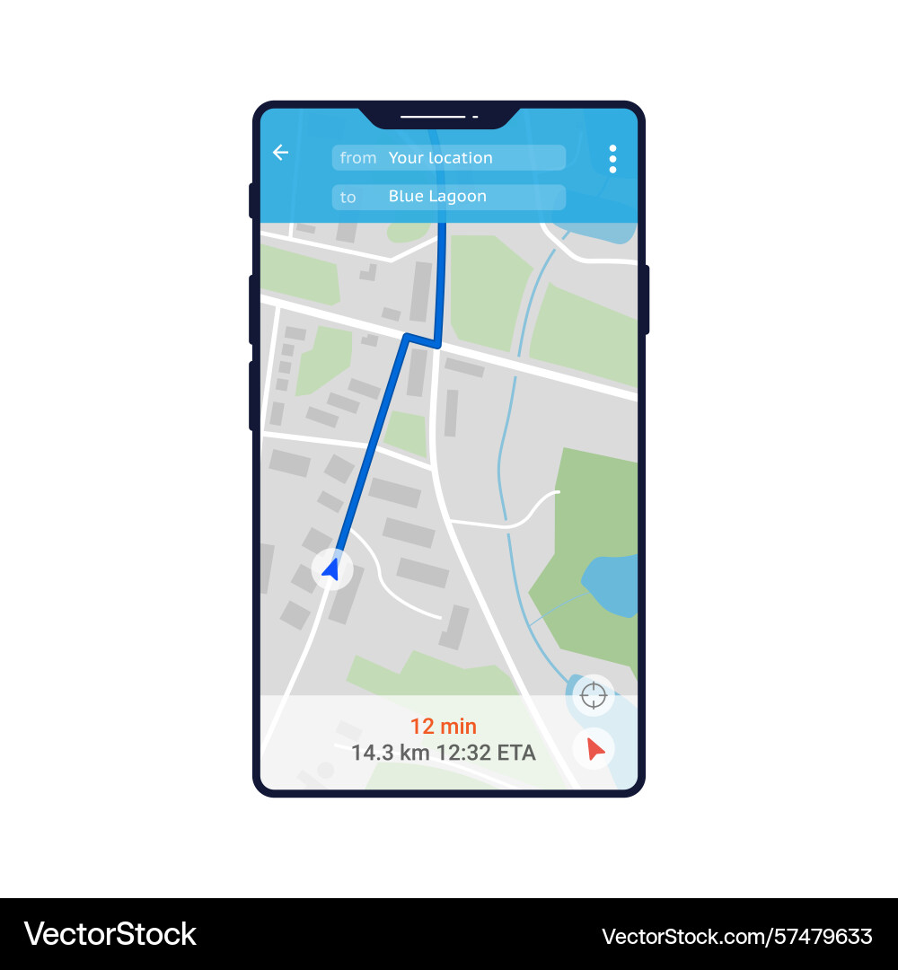 Phone with realistic ui map app Phone with realistic ui map app vector image