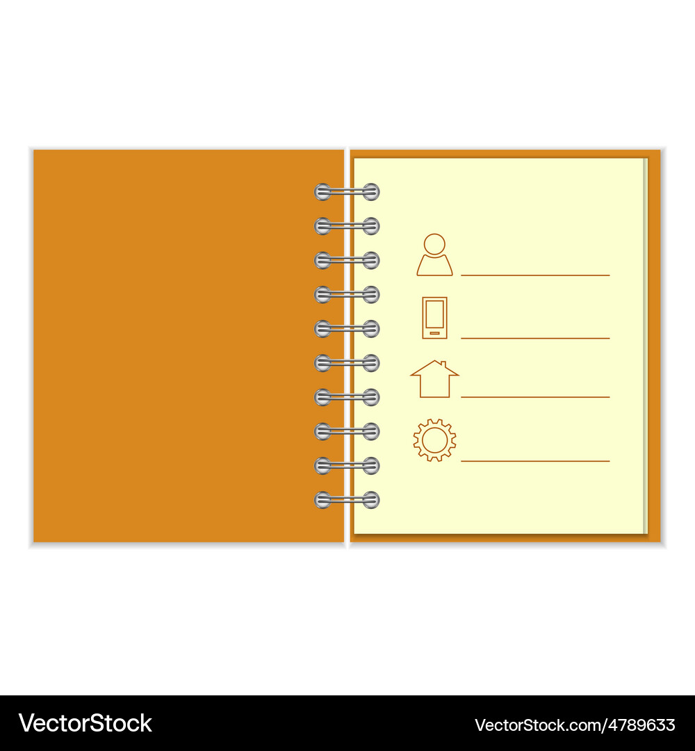 Ring-bound notebook with personal information Vector Image