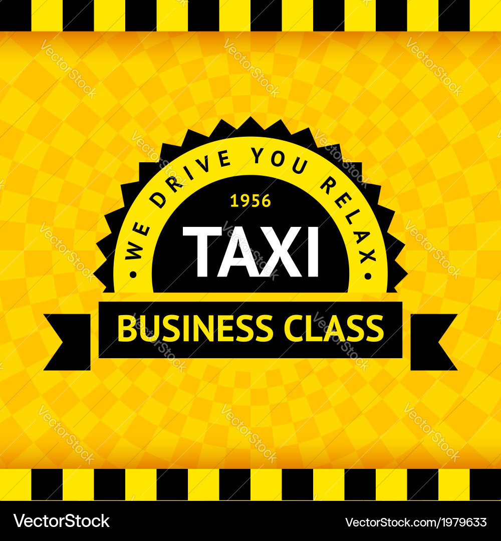 Taxi Symbol on Checkered Background Vector Image