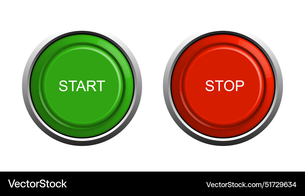 3d start and stop buttons Vector Image