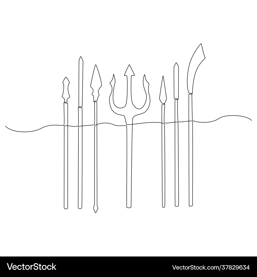 Continuous line drawing a spear Continuous line drawing a spear Vector Image