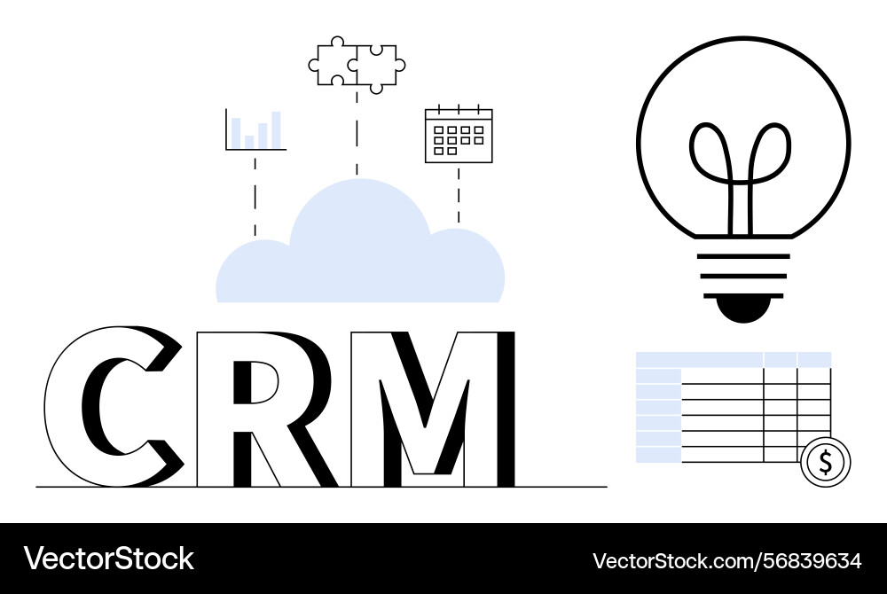 Crm concept with cloud data integration Crm concept with cloud data integration vector image