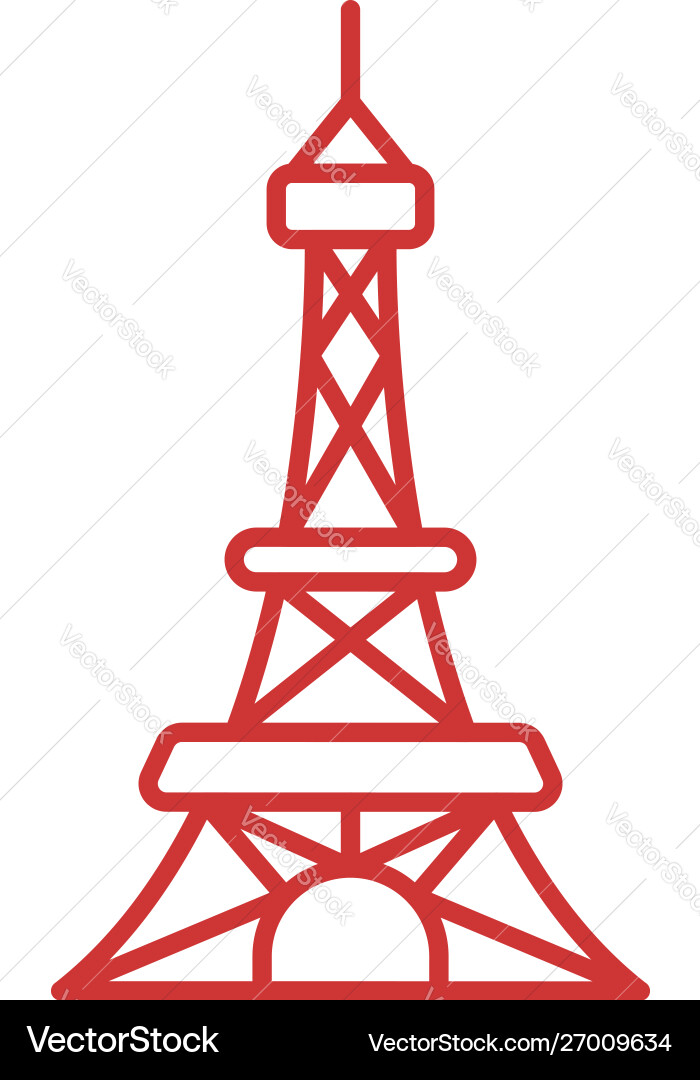 Eiffel tower icon outline style Eiffel tower icon outline style Vector Image