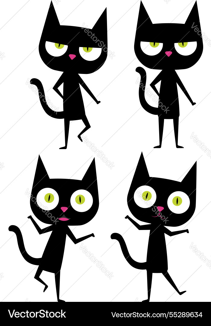 Funny black cat with big head Vector Image