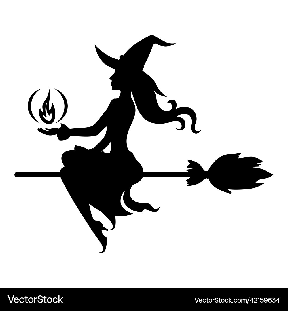 Halloween witch silhouette vector image