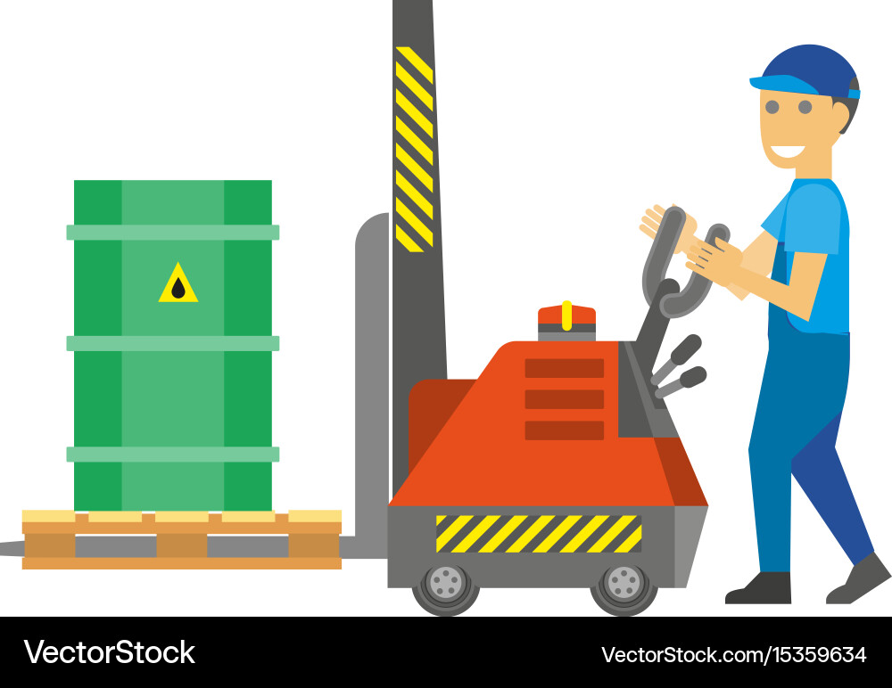 Man control loading machine with flammable metal Vector Image