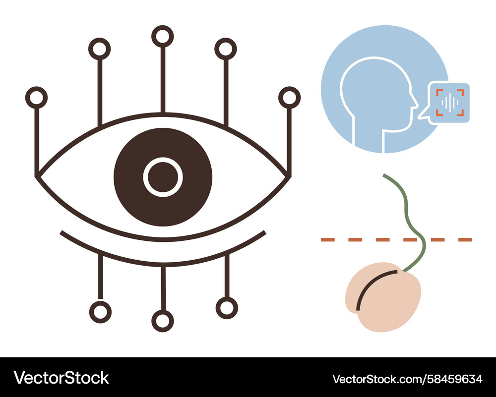 Neural Network Eye - AI & Recognition Vector Image