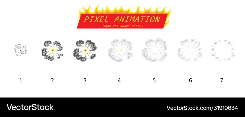 Pixel art 8 bit fire objects game icons set Pixel art 8 bit fire objects game icons set vector image