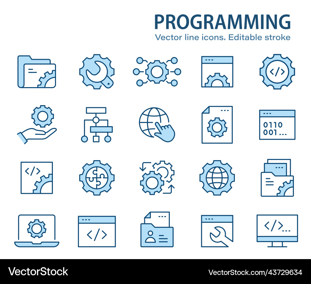 Programming Line Icons - Code & Dev vector image