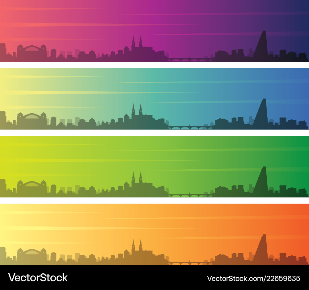 Basel multiple color gradient skyline banner Vector Image