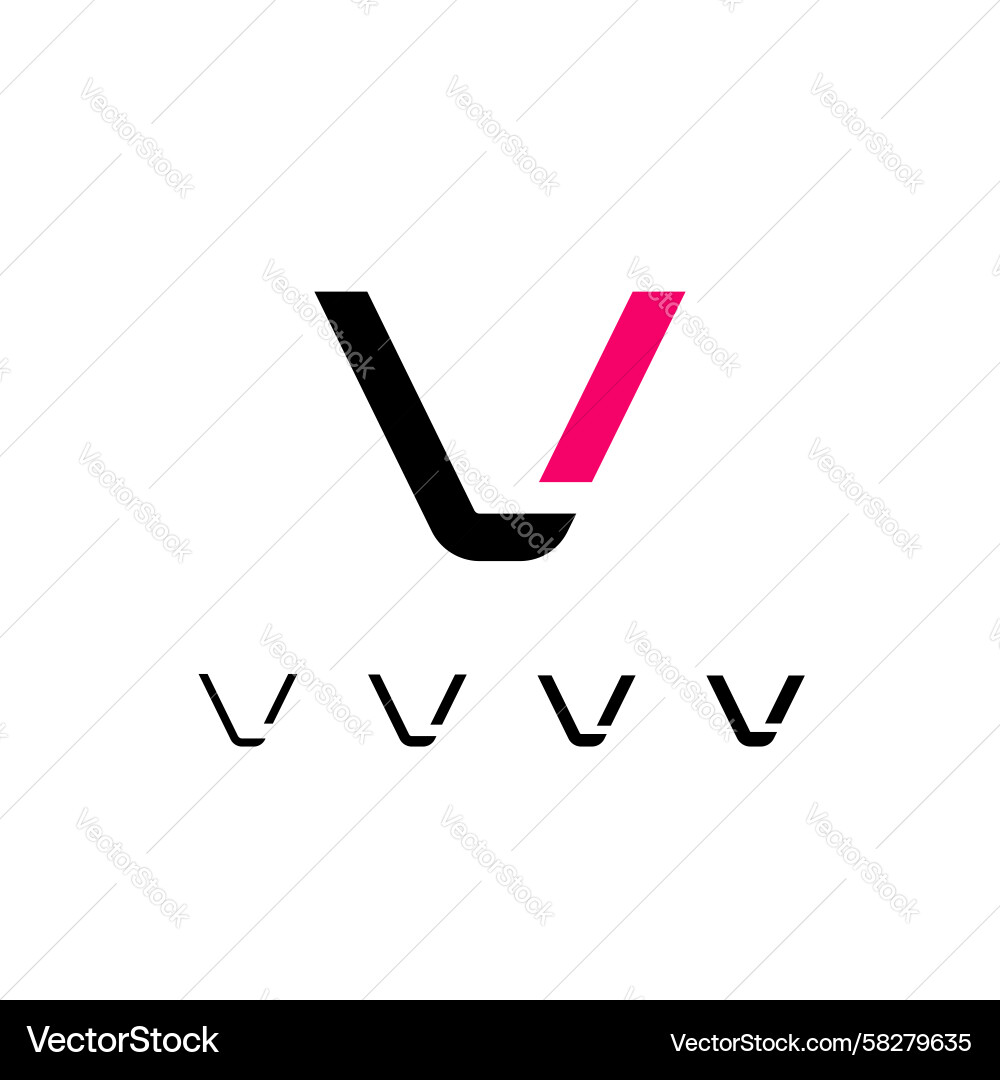 Digital V Font Set - Cyber Style Vector Image