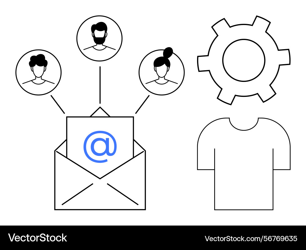 Email communication network with user profiles Vector Image