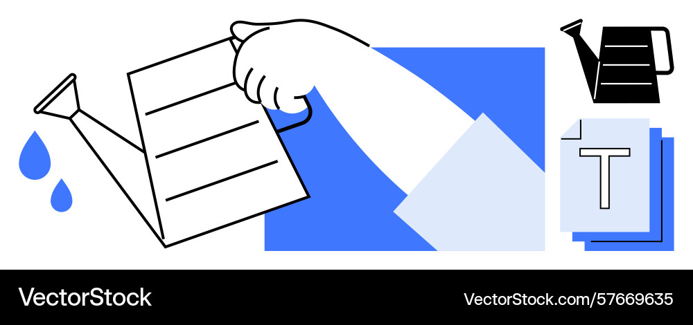 Hand pouring knowledge using watering can Vector Image