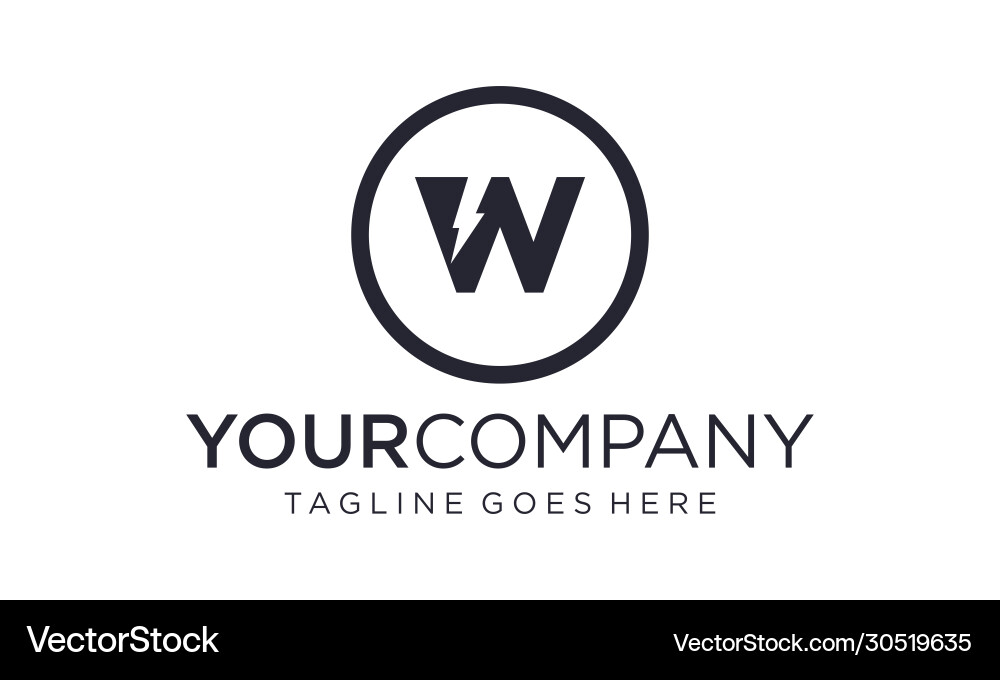 Icon letter w for electric logo editable Vector Image