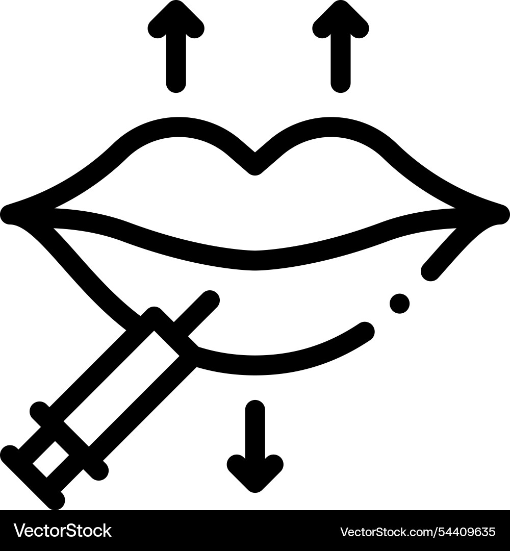 Lip augmentation icon thin linear style design Vector Image