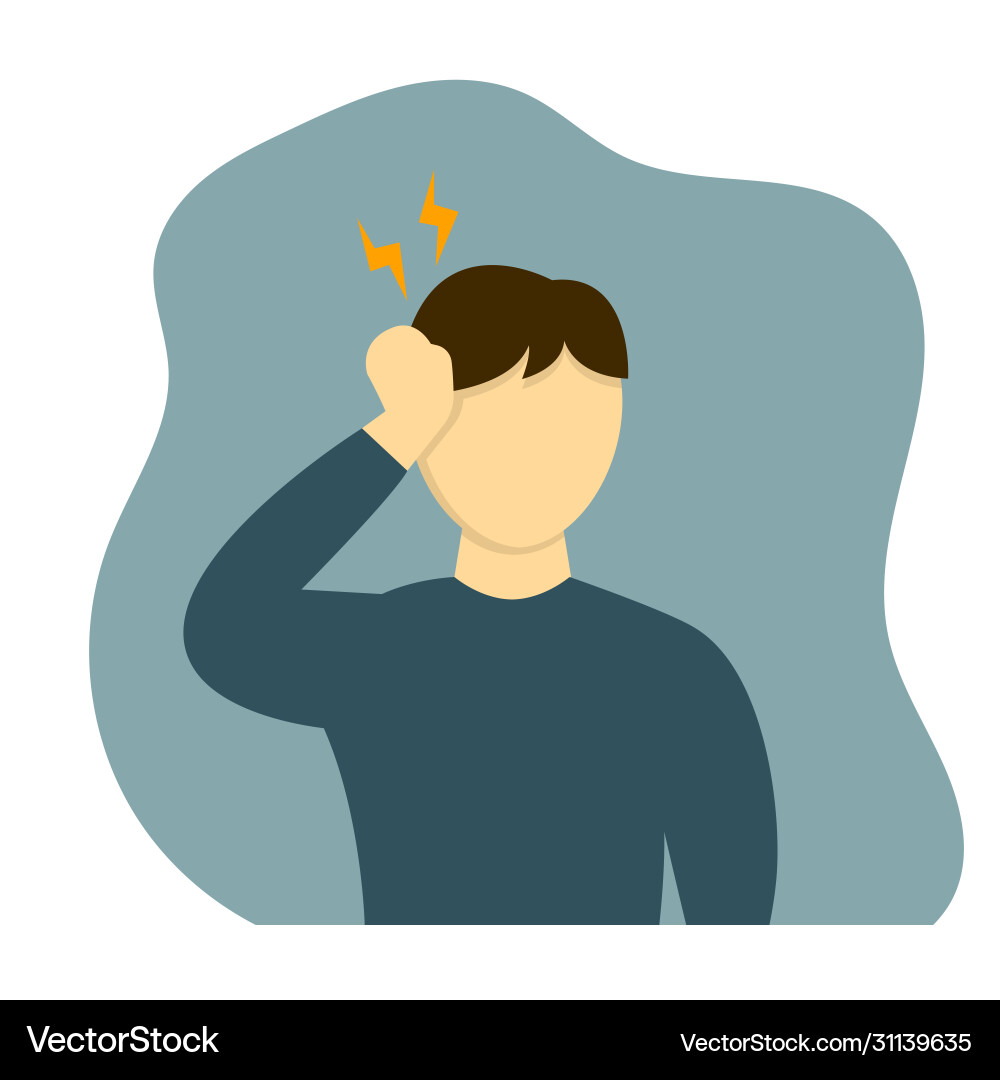 Man having headache in flat Royalty Free Vector Image
