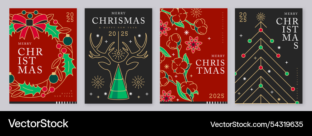 Set of merry christmas and happy new year cards Set of merry christmas and happy new year cards vector image