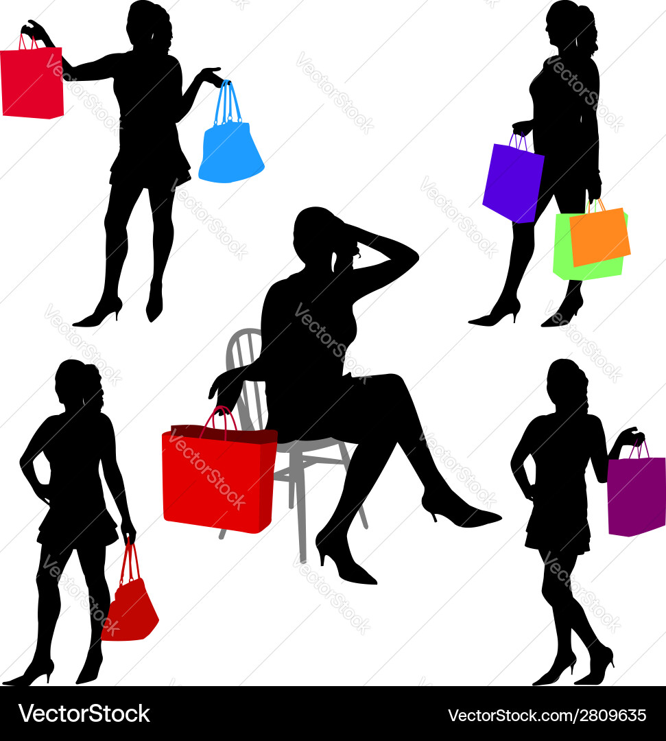 Shopping girls Vector Image