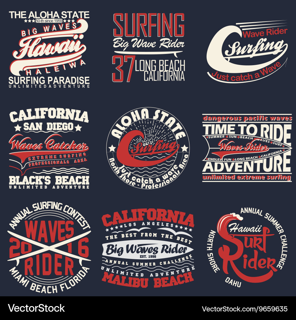 Surf & Beach T-Shirt Graphics Vector Image