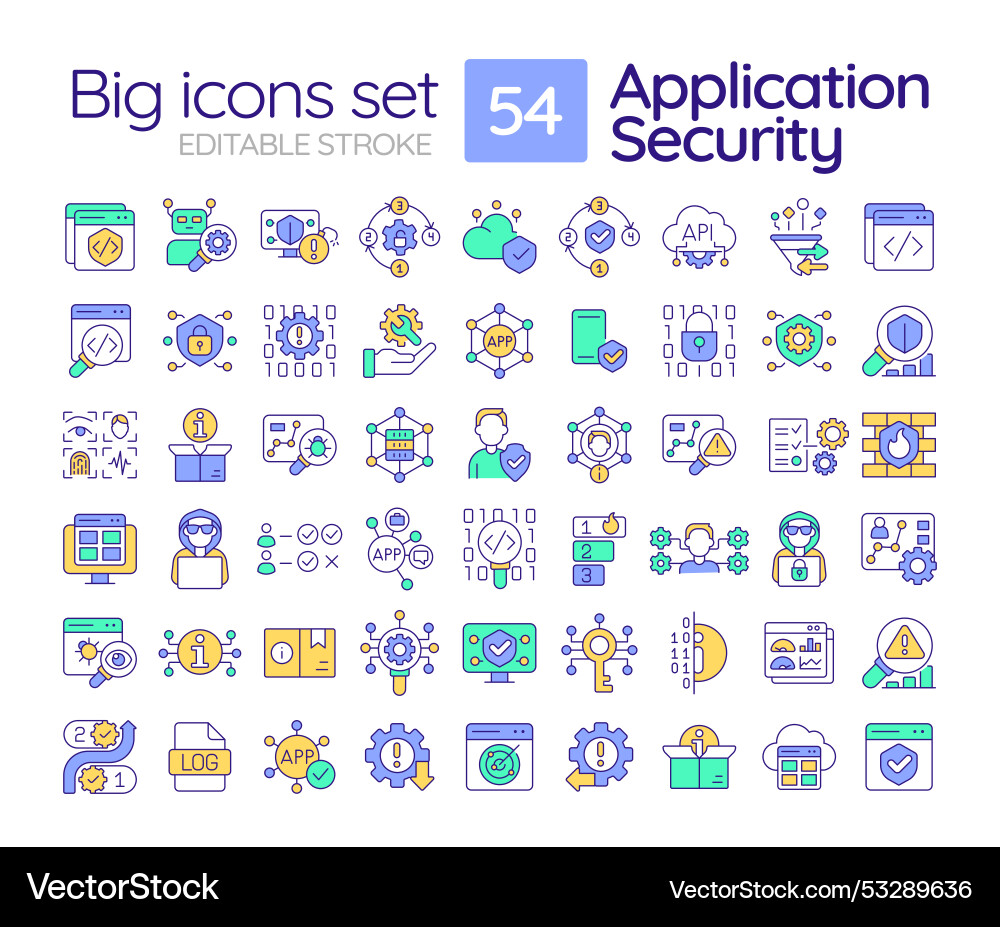 Application security rgb color icons set Application security rgb color icons set vector image