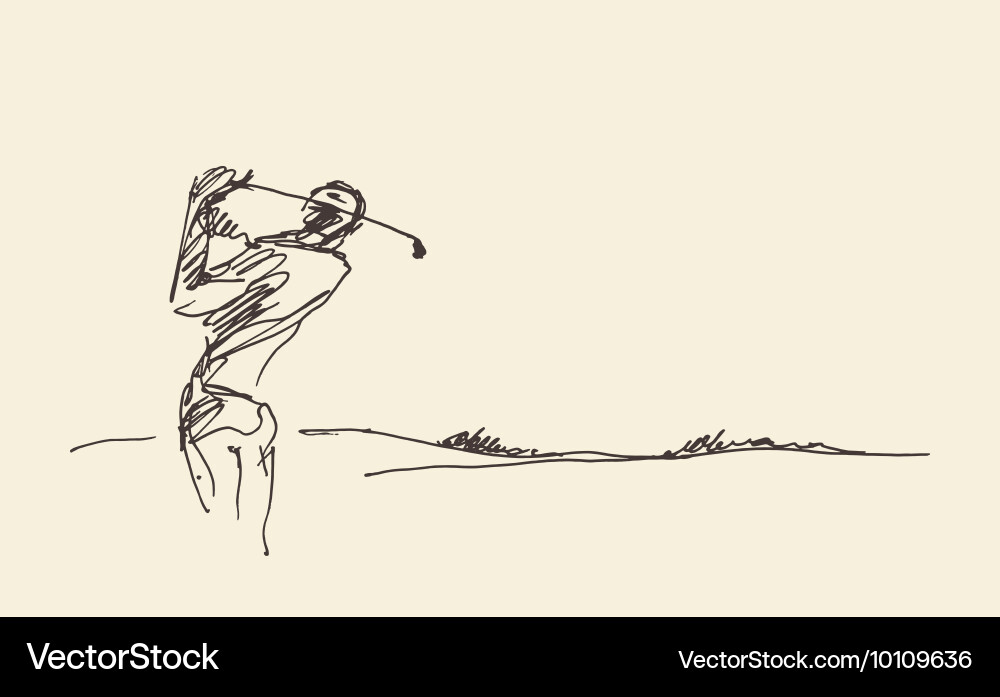 Golfer Hitting Golf Ball Sketch vector image