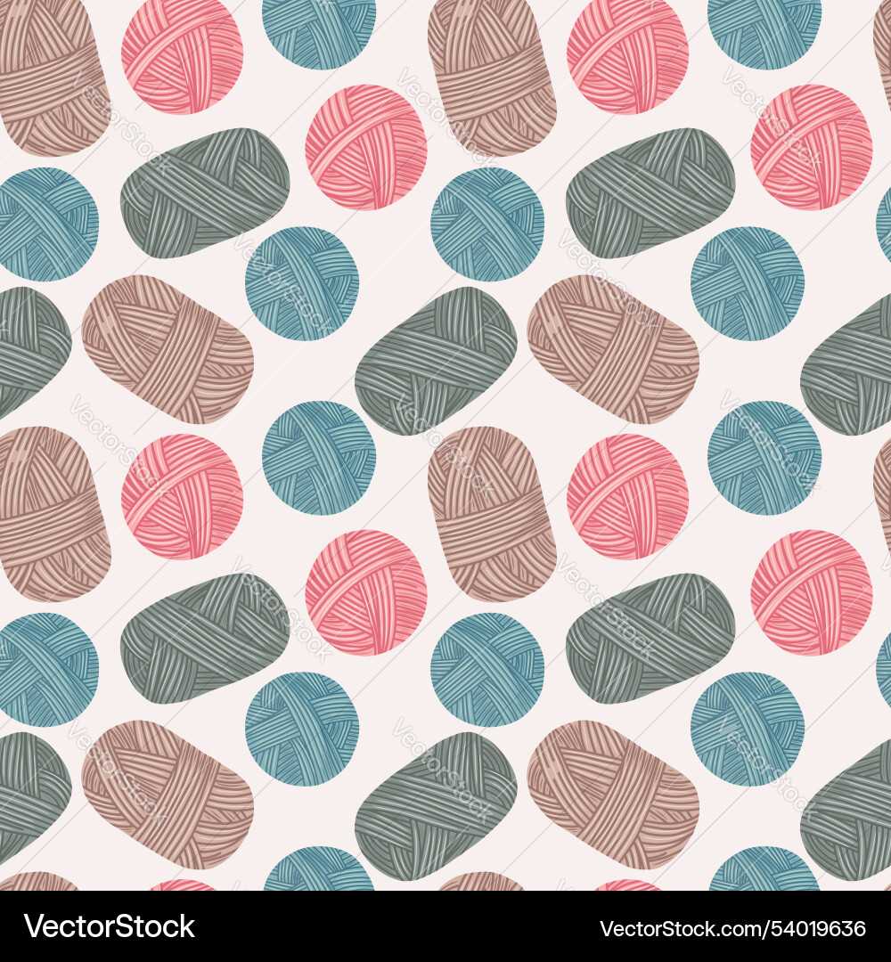 Seamless pattern with skeins of knitting threads vector image