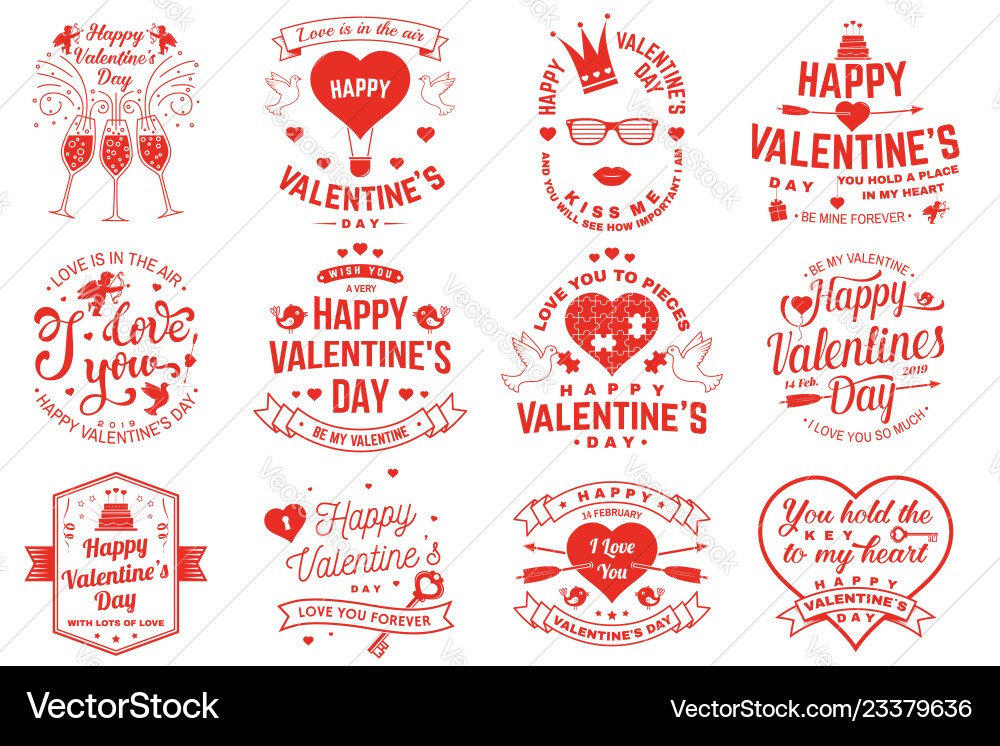 Set happy valentines day sign stamp card Set happy valentines day sign stamp card vector image